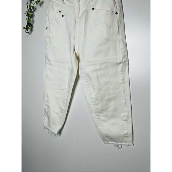 Helmut Lang White Crop Boyfriend Jeans Raw Hem - Picture 2 of 13